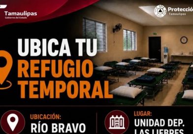 Habilita Protección Civil refugios temporales en Reynosa, Matamoros y Río Bravo ante condiciones meteorológicas